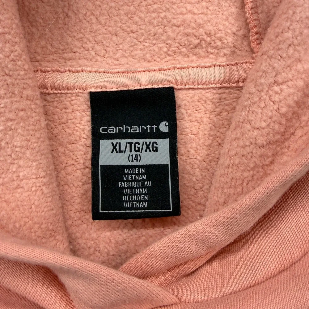 Carhartt Kids XL 14 Peach Pink Graphic Pullover Hoodie TS9985-G Sweatshirt